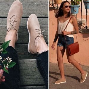 Nisolo Sedona Lightweight Derby Stone Suede Oxfords Women’s Shoes Leather 7.5